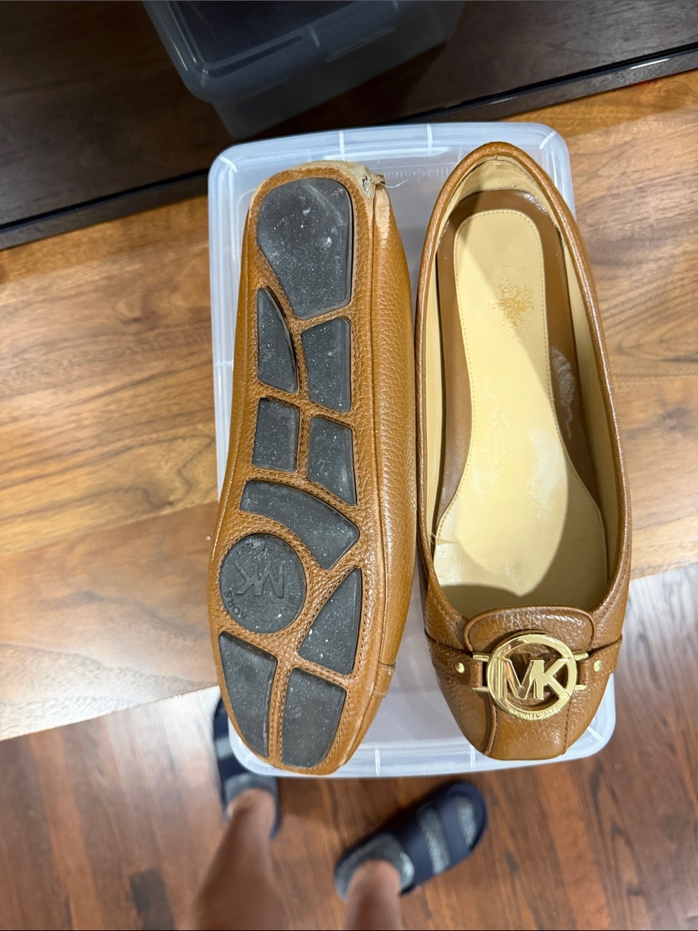 MICHAEL Michael Kors Chestnut Brown Leather MK Logo Flats - Picture 8 of 11